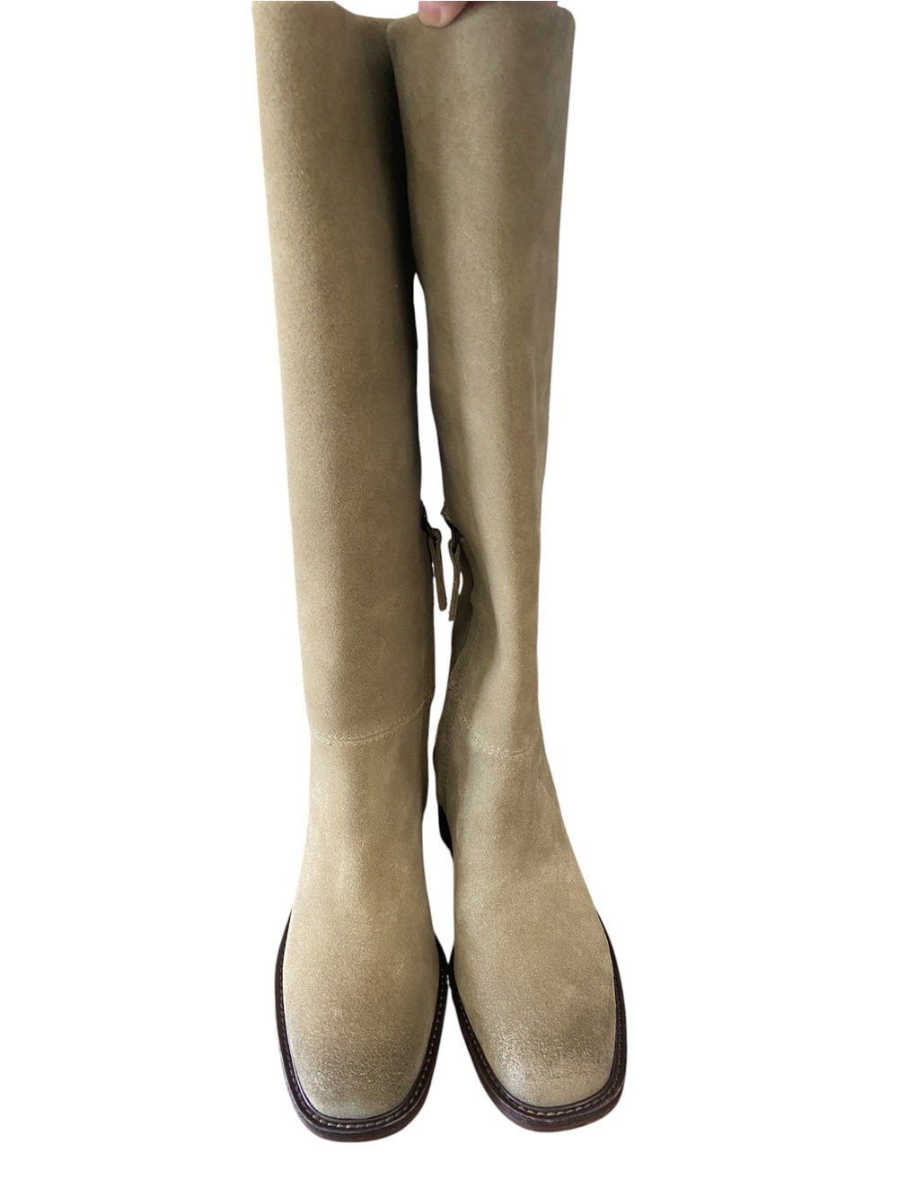 Franco Sarto Knee-High Genuine Leather Boots in Beige Taupe - Picture 2 of 16